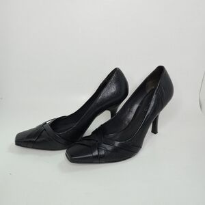 Aldo Ladies Leather Black  Pumps Square Toes Criss Cross Design Size 39